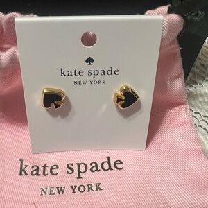 Kate Spade NWT Black and Gold Spade Earrings with KS dust bag